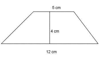 Trapes der de parallelle sidene har lengde 5 cm og 12 cm, og der høyden er 4 cm